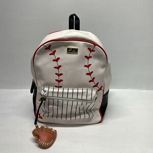 Betsey Johnson Baseball Softball Homerun Ball Glove Backpack White
